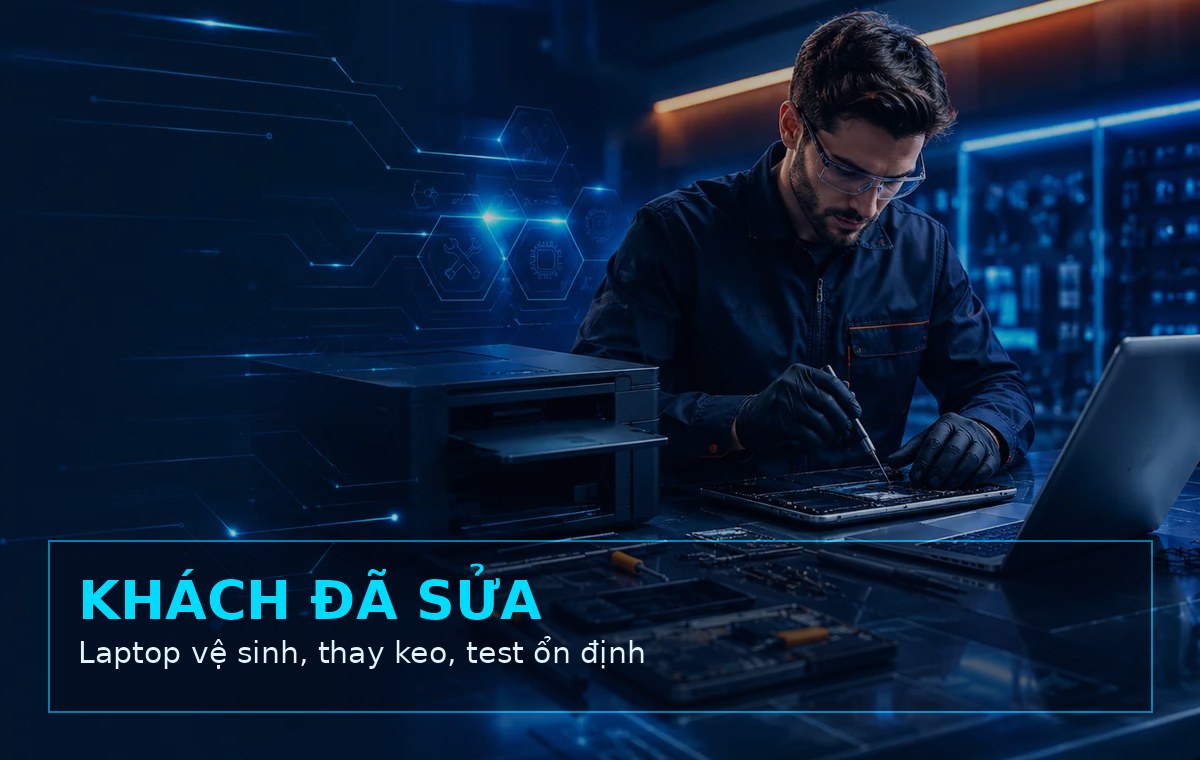 Laptop khách đã vệ sinh và thay keo